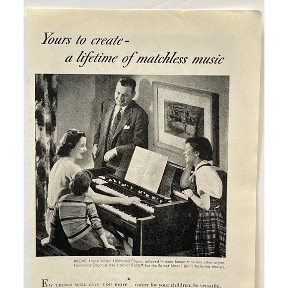Hammond Organ Vintage Print Ad 1952 Spinet Church Model Chicago Illinois - Picture 3 of 5